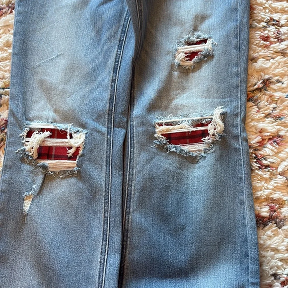 NWT Judy Blue Mid Rise Boot Cut Plaid Accent Jeans - Picture 2 of 4